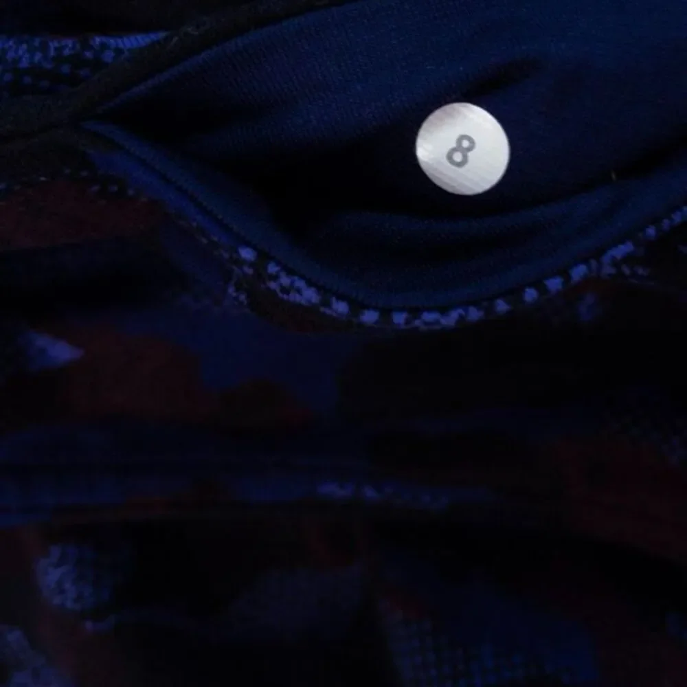 Lululemon Wunder Under Crop III Camo Blue Black Purple Leggings Size 8